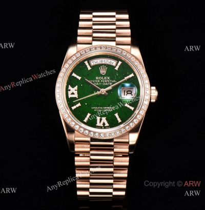 Swiss Rolex Day-Date 36 CS 2836 Watch with Green aventurine Diamond-set Dial 2023 New Release